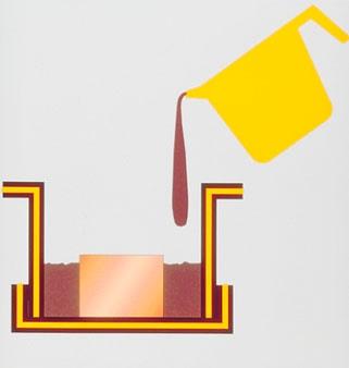 エポキシ樹脂を使用したコールドマウント工程の説明。