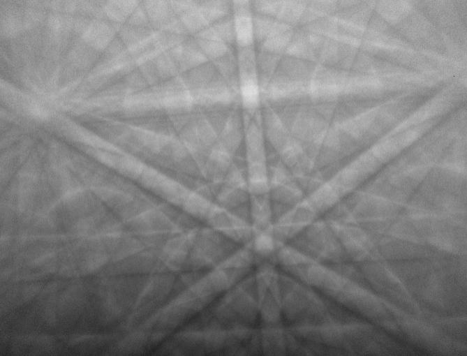 チャンバー圧力 70 Pa における可変圧力による Ni の EBSD パターン。